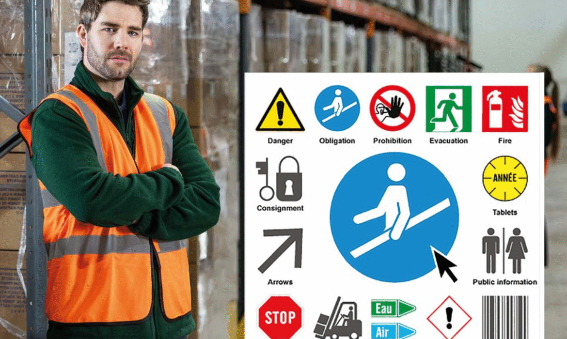 Segnaletica di sicurezza e pittogrammi utilizzati in magazzino per la prevenzione dei rischi e l’organizzazione degli spazi
