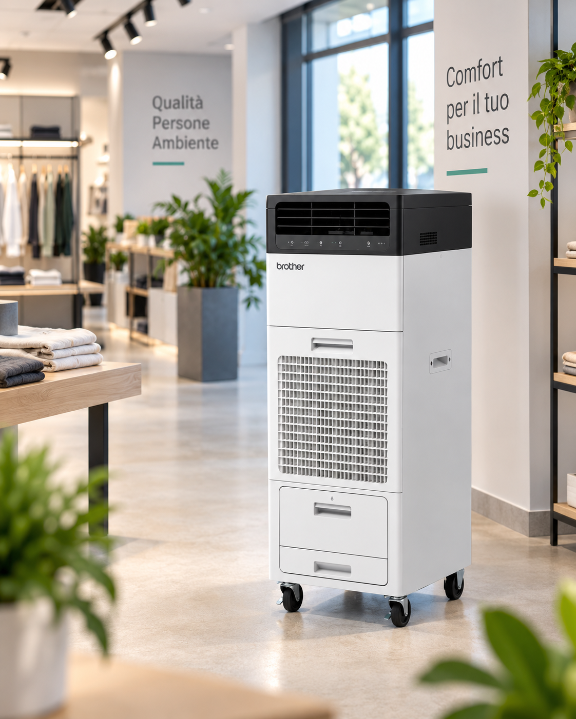 Raffrescatore professionale PureDrive in un ambiente commerciale